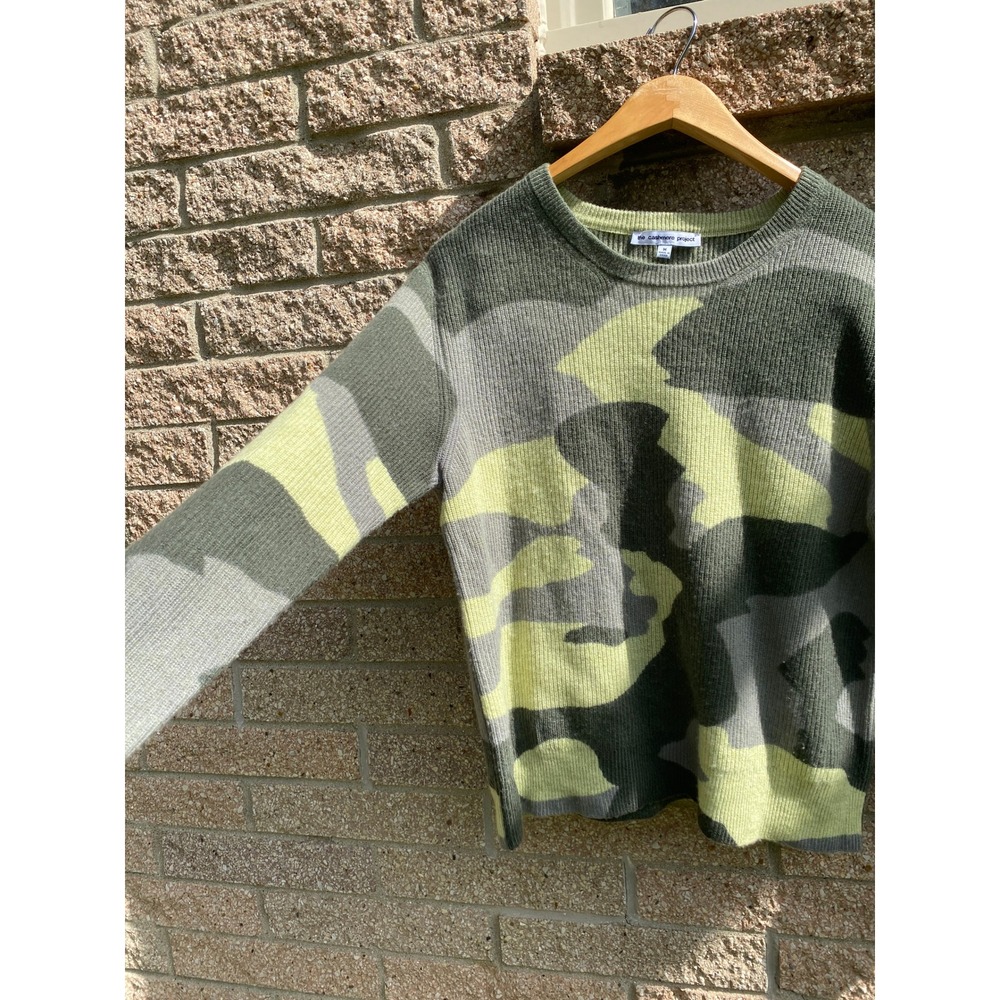 The Cashmere Project Sweater Camo Ribbed Knit M Green 100% Cashmere Gorpcore Lux - Picture 4 of 6